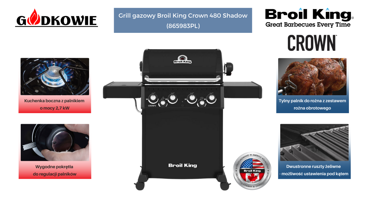 Godkowie - Grill gazowy Broil King Crown 480 Shadow (865983PL)